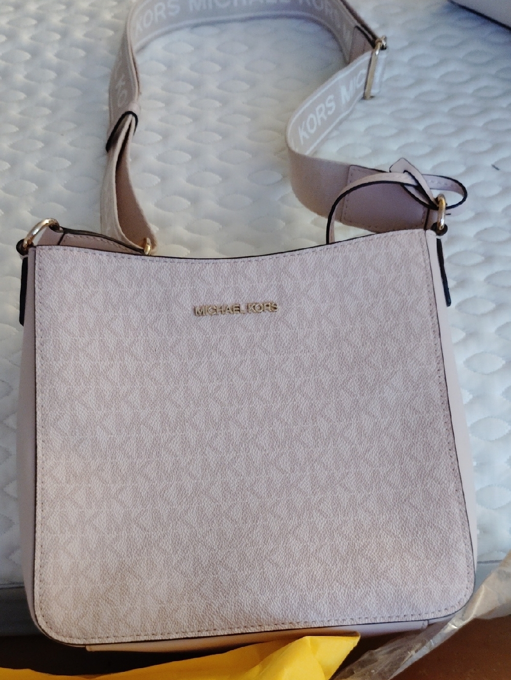 Michael Kors Light Pink Logo Crossbody with Branded Strap